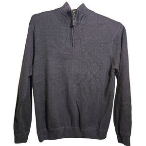 Eddie Bauer Men's Quarter-Zip Sweater – Large – Espresso Brown – 100% Cotton